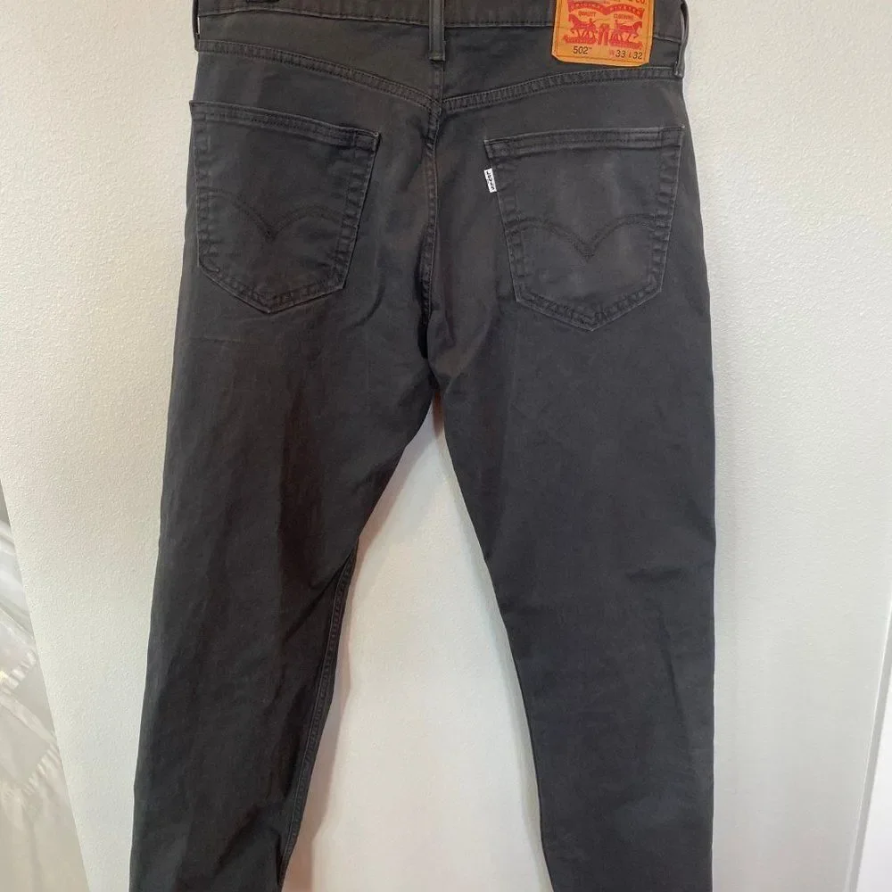 Levi's Classic 502 33x29 Graphite Gray Faded Black Taper Fit White Tab Pants